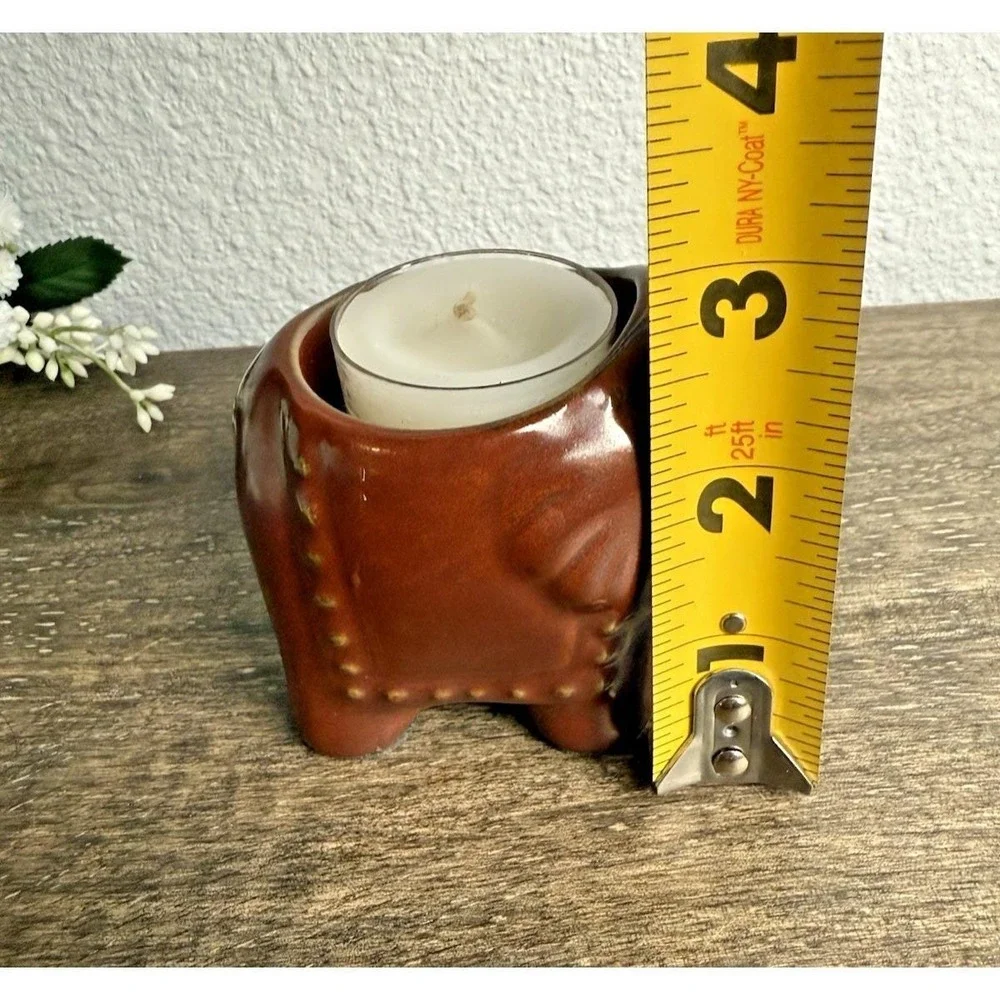 PartyLite Elephant Tealight Candle Holder Ceramic Safari Decor 1990s Brown - Picture 13 of 14